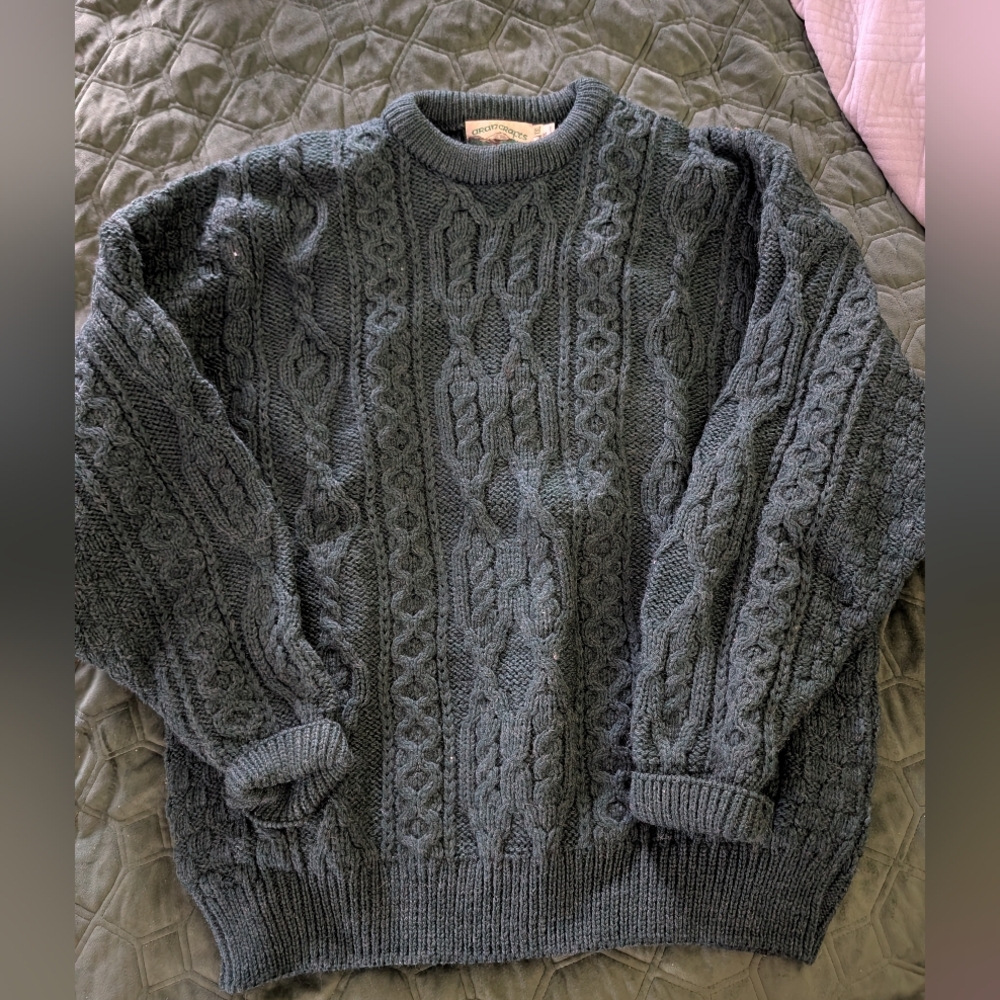 NWOT Arancrafts 100% Merano Wool Cable Knit Sweater Made In Ireland